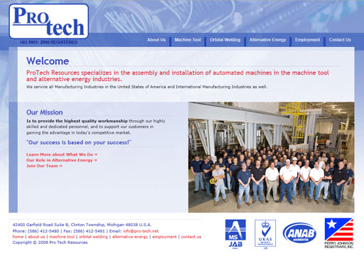 Pro-Tech Resources website